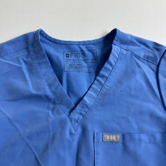 Figs Catarina Single Pocket Solid Blue Scrub Top Womens Size‎ XXS Uniform ￼ - Picture 5 of 9